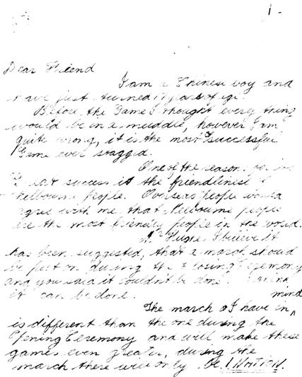 First page of the letter